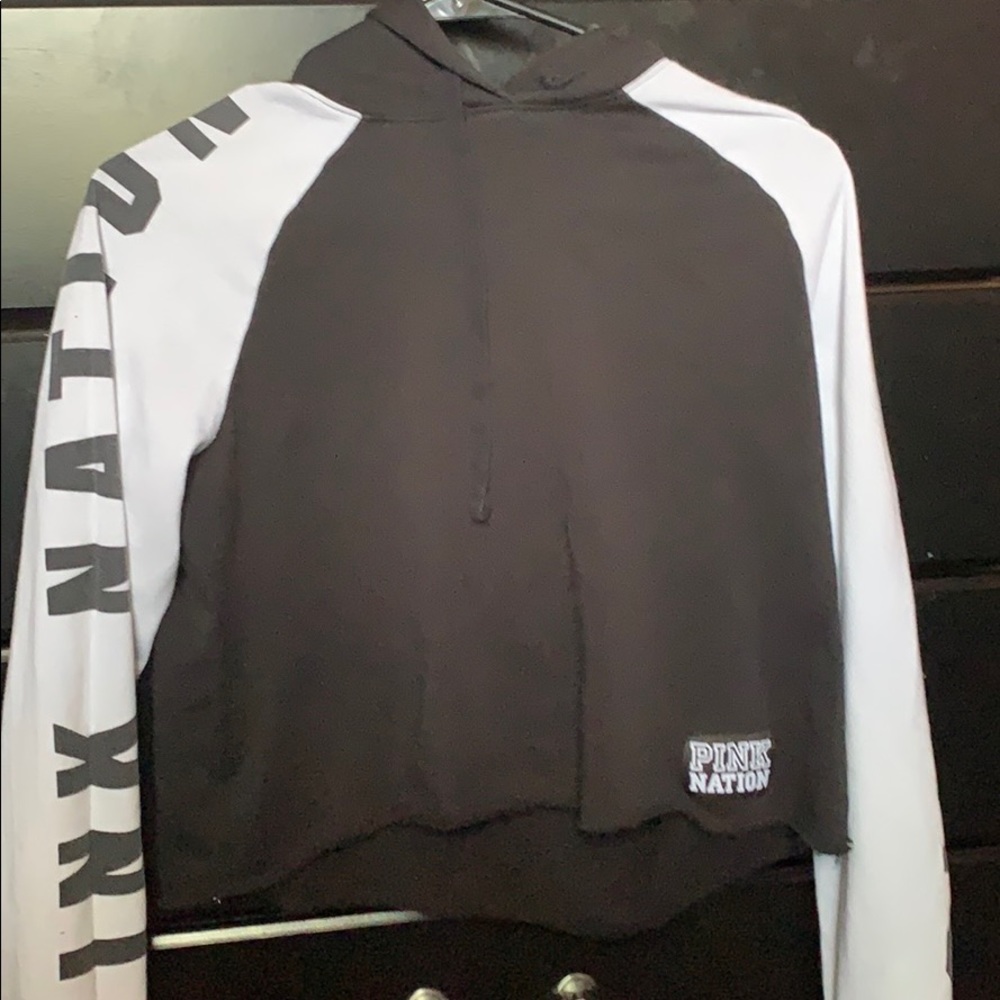 pink nation cropped hoodie